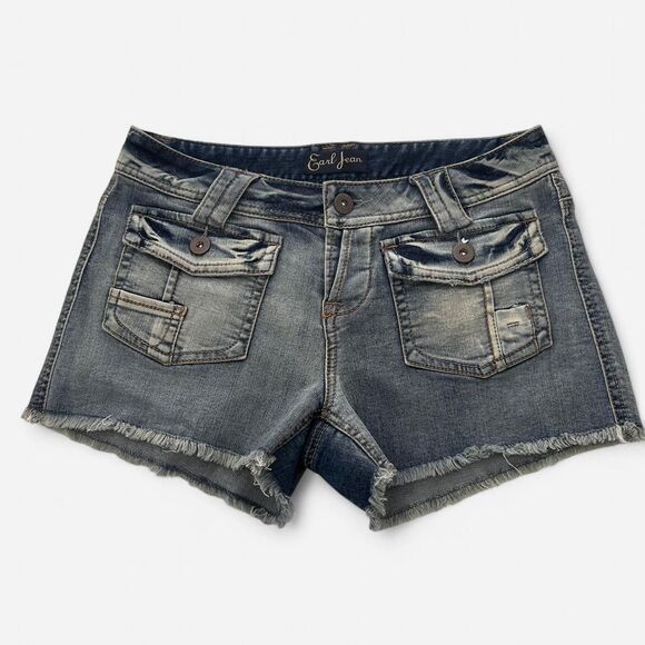 Earl Jean Y2K Vintage Micro Mini Denim Shorts – Low Rise Pocket Mini 2000s 26 - Picture 3 of 6